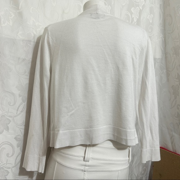 Premise Studio Blank White Rayon Mixed Blend Open Front Summer Cardigan - Picture 6 of 9